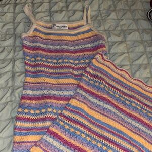 Crochet striped maxi dress